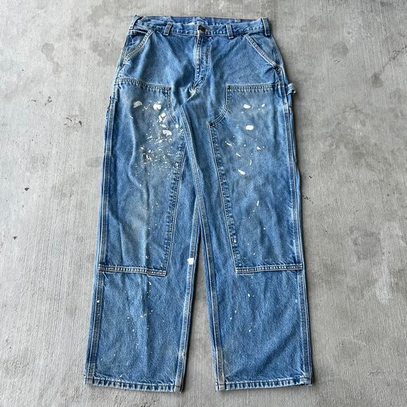 Vintage Y2K Carhartt blue denim jeans double knee work wear carpenter pants